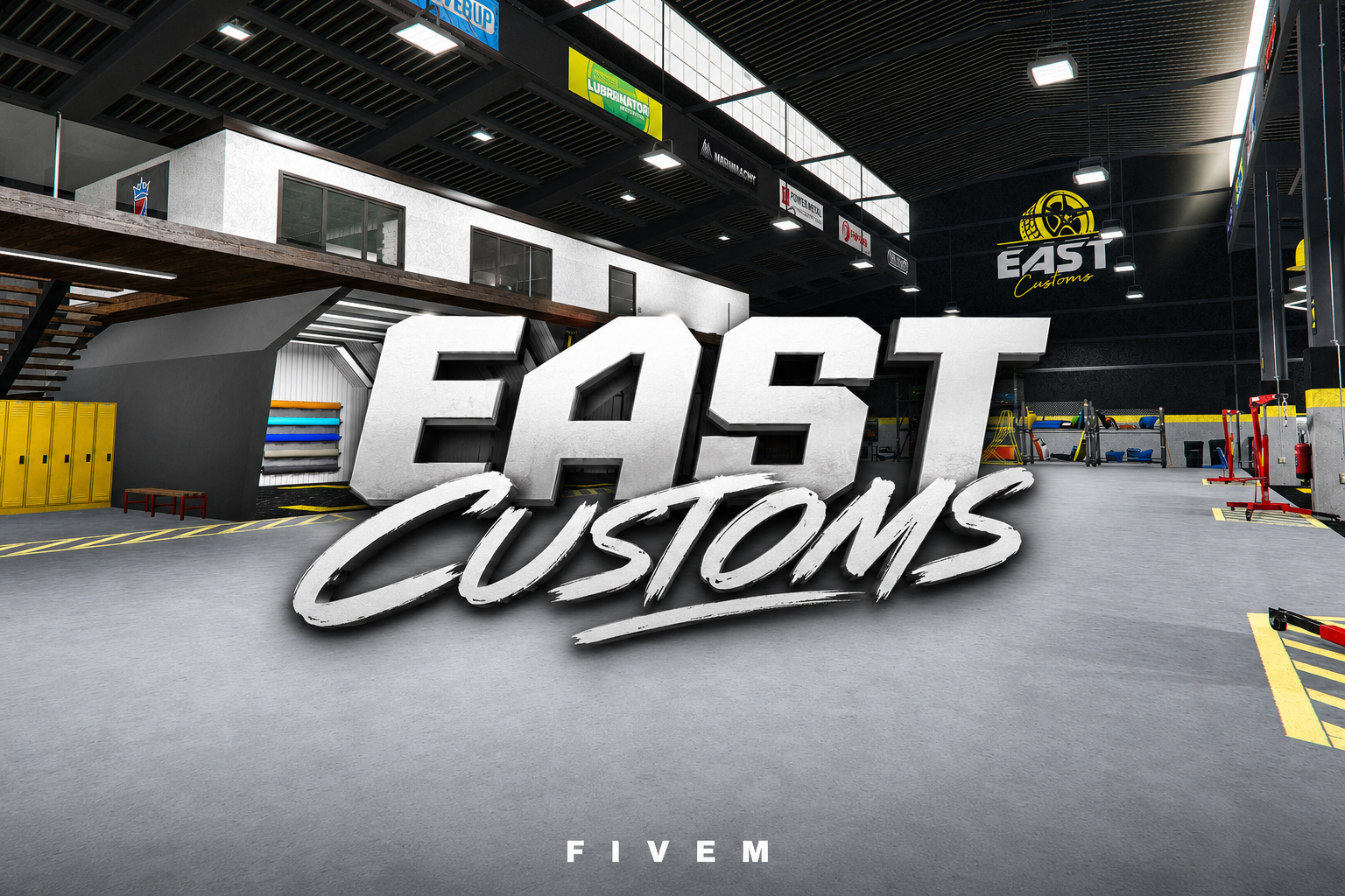 FIVEM East Customs | Modern Mechanic Shop MLO | Interior & Exterior | Office Space | Custom Branding | Add-On | Optimized | Fivem Ready | High Quality
