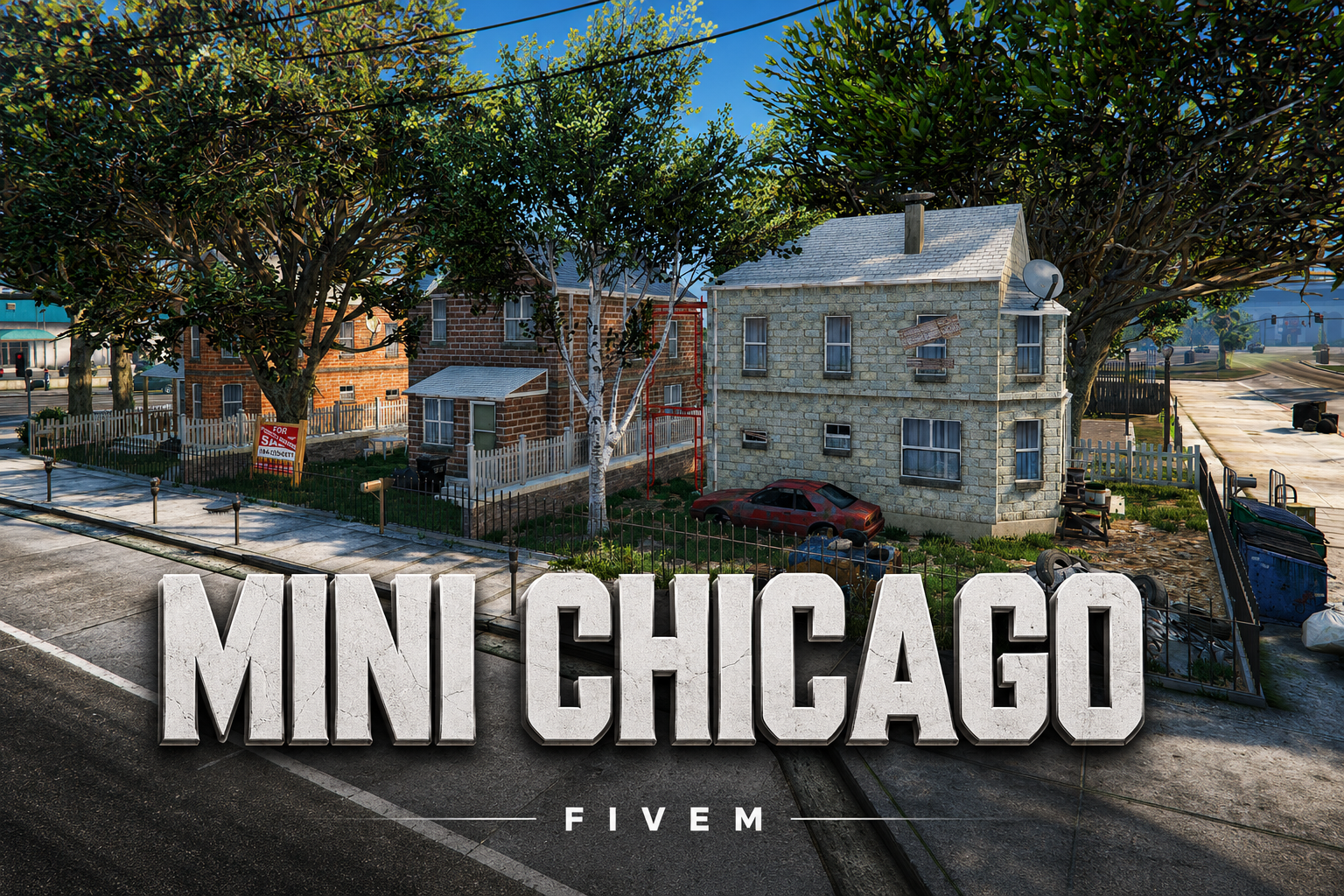 FIVEM Mini Chicago | Urban Neighborhood Map Edit | Multiple Houses | Basketball Court | Crime Scene Elements | Add-On | Optimized | Fivem Ready | High Quality