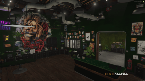 FIVEM Vinewood Tattoo Shop Reworked | Modern Tattoo Parlor MLO | Interior & Exterior | Custom Props | Reception & Office | Add-On | Optimized | Fivem Ready | High Quality — image 3