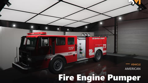 FIVEM American Fire Engine Pumper | Lore Friendly Emergency Vehicle | Working Lights | Custom Sirens | Detailed Interior | Functional Equipment | Add-On | Optimized | Fivem Ready | High Quality cover