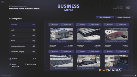 FIVEM Illegal Business | Advanced Crime & Business Management System | Multiple Business Types | Upgrades & Ownership | UI & MLO Integration | Add-On | Optimized | Fivem Ready | High Quality, image 6