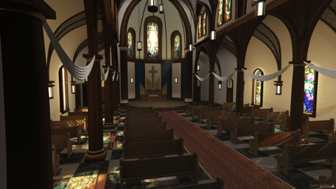 FIVEM Sandy Church | Detailed Church MLO | Interior & Exterior | Full Basement | Graveyard | Add-On | Optimized | Fivem Ready | High Quality — image 10