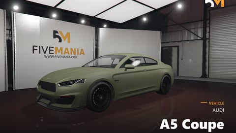 FIVEM Audi A5 Coupe | Realistic Sports Car [Unbadged] Add-On | Interior & Exterior | Working Lights | Realistic Handling | Optimized | Fivem Ready | High Quality cover