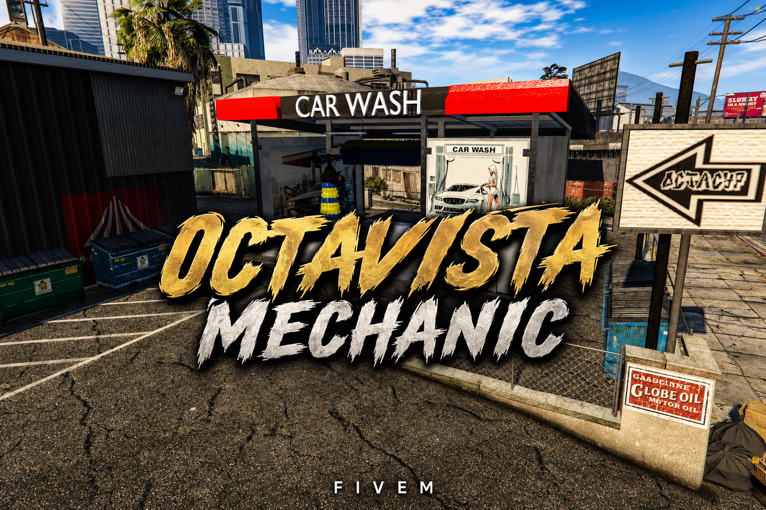 FIVEM Octavista Mechanic | Full-Service Garage MLO | Interior & Exterior | Car Wash | Office & Lounge | Vehicle Lifts | Add-On | Optimized | Fivem Ready | High Quality