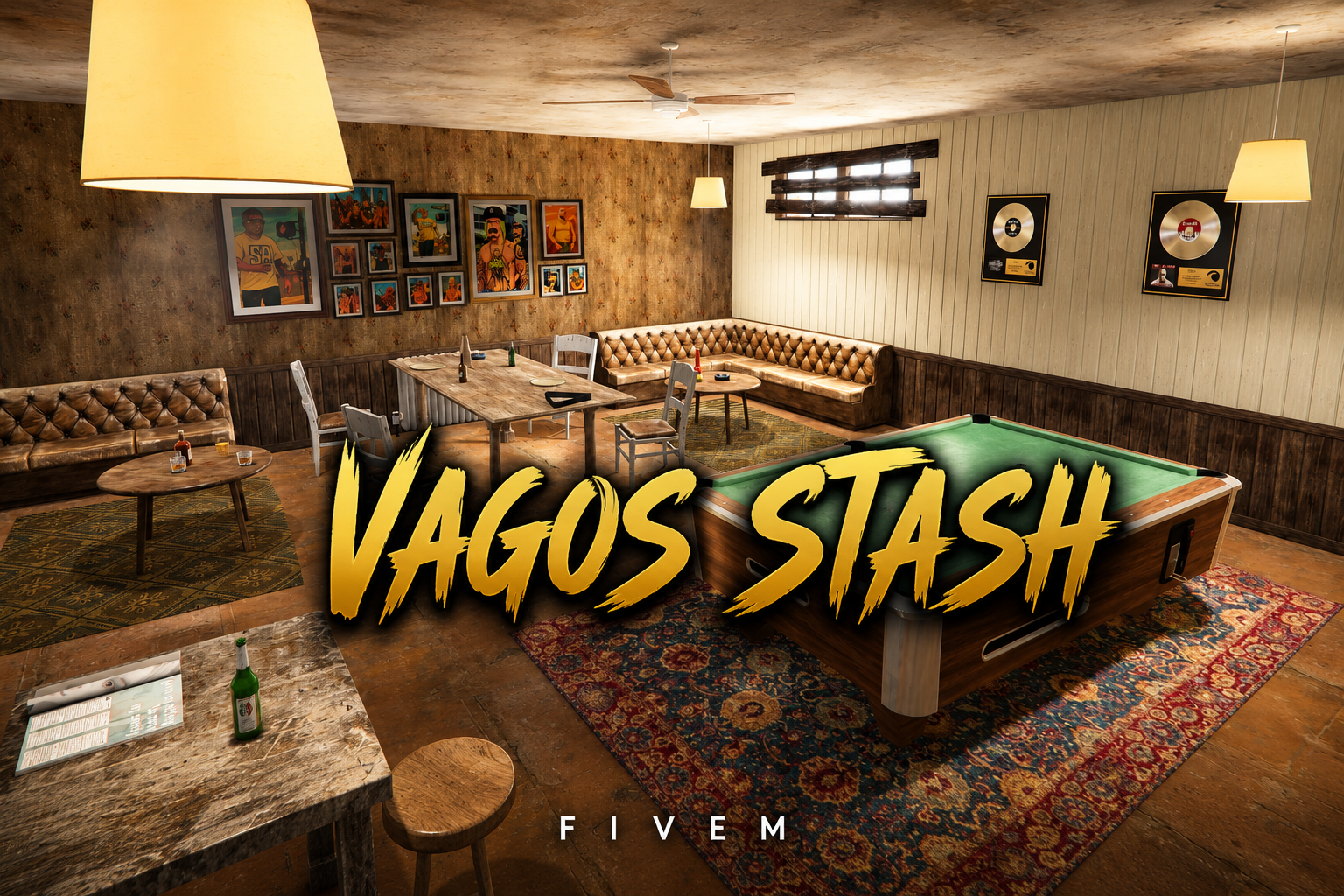 FIVEM Vagos Stash | Gang Hideout MLO | Interior & Exterior | Bar Area | Pool Table | Add-On | Optimized | Fivem Ready | High Quality