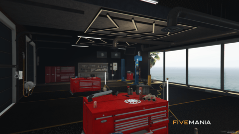 FIVEM Tuning Bar Mechanic | Modern Garage & Restaurant MLO | Interior & Exterior | Rooftop Terrace | Custom Props | Add-On | Optimized | Fivem Ready | High Quality — image 7