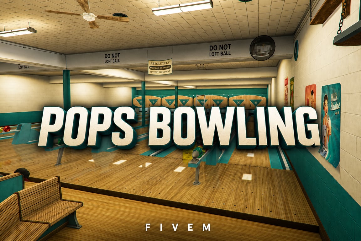 FIVEM Pops Bowling | Retro Bowling Alley MLO | Interior & Exterior | Multiple Lanes | Snack Bar | Add-On | Optimized | Fivem Ready | High Quality