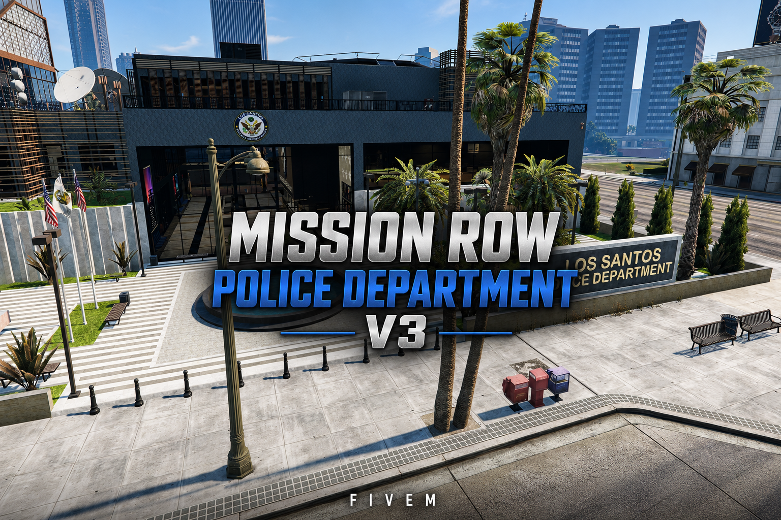 FIVEM Mission Row Police Department V3 | Comprehensive Police Station MLO | Interior & Exterior | Helipad | Multiple Offices | Add-On | Optimized | Fivem Ready | High Quality
