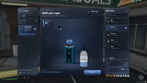 FIVEM Cloud Nine Vapes Script | Realistic Vaping System | Custom UI | Vape Shop | Refillable E-Liquids | Add-On | Optimized | Fivem Ready | High Quality, image 11
