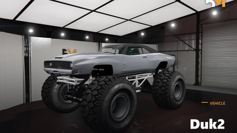 FIVEM Duk2 | Monster Truck Add-On | Custom Suspension | Massive Wheels | Working Lights | Add-On | Optimized | Fivem Ready | High Quality cover