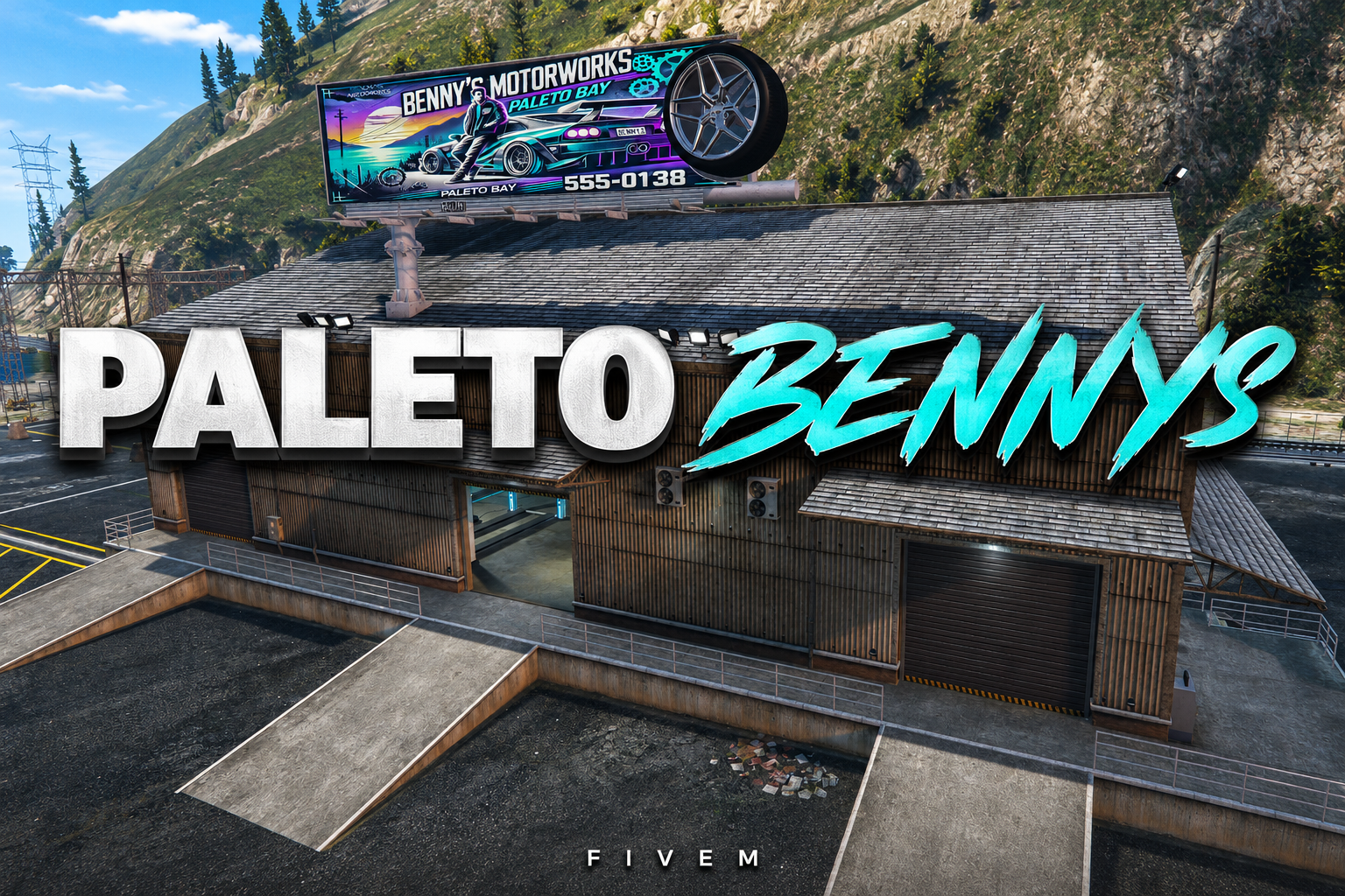 FIVEM Paleto Bennys | Custom Mechanic Shop MLO | Interior & Exterior | Lounge Area | Stunt Track | Custom Props | Add-On | Optimized | Fivem Ready | High Quality