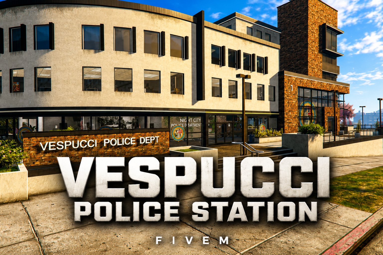 FIVEM Vespuccipolice | Modern Police Department MLO | Interior & Exterior | Jail Cells | Armory | Parking Garage | Add-On | Optimized | Fivem Ready | High Quality