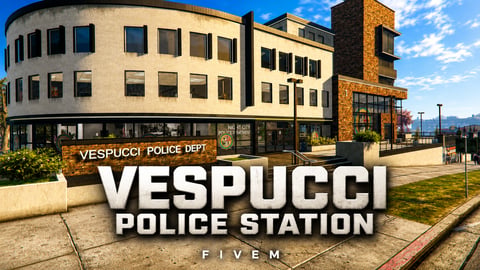 FIVEM Vespuccipolice | Modern Police Department MLO | Interior & Exterior | Jail Cells | Armory | Parking Garage | Add-On | Optimized | Fivem Ready | High Quality cover