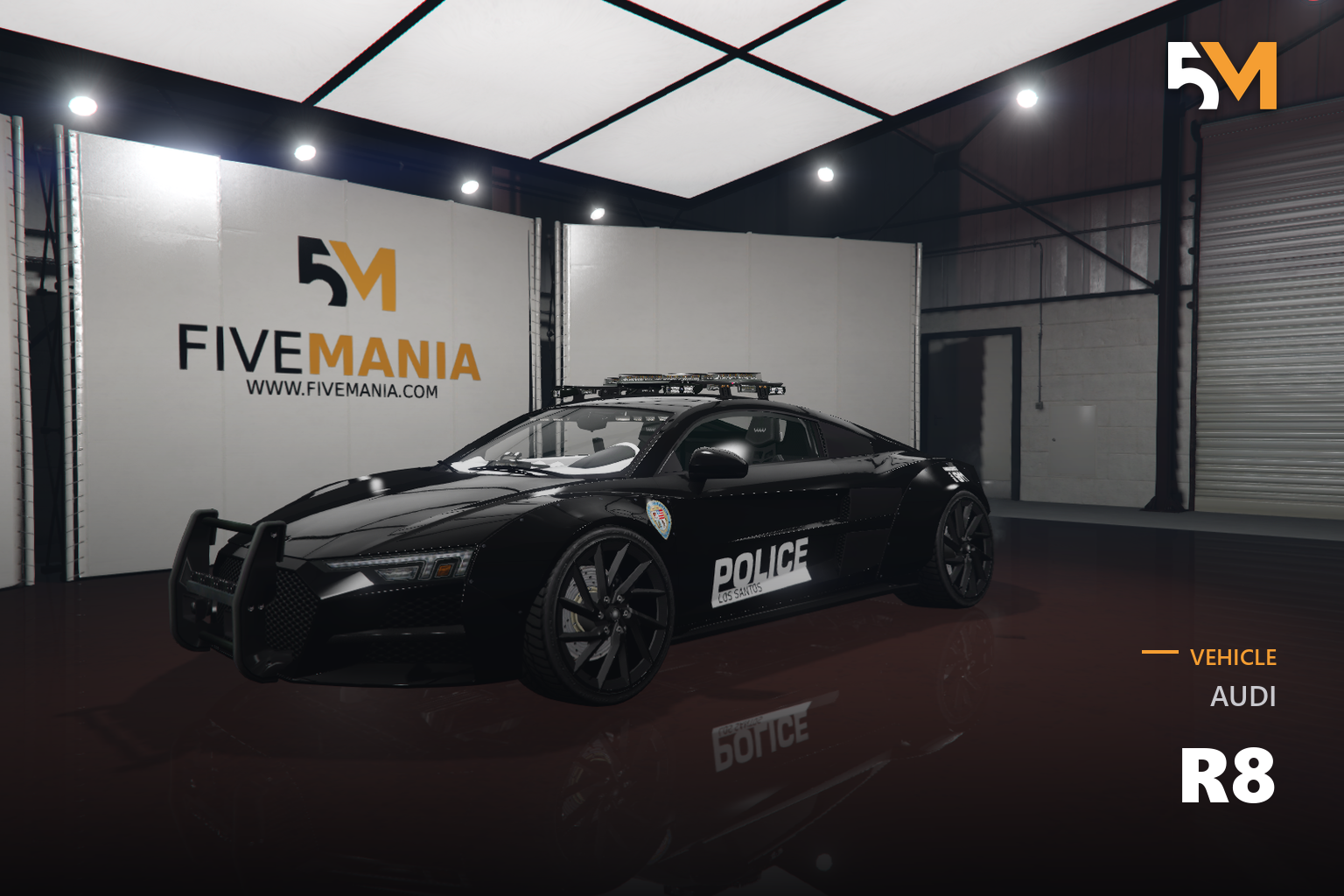 FIVEM Audi R8 | Realistic Police Sports Car [Badged] Add-On | Working Lights | Push Bar | Police Livery | Add-On | Optimized | Fivem Ready | High Quality