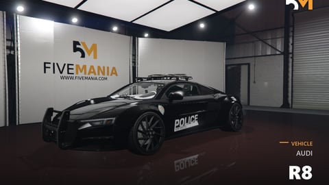 FIVEM Audi R8 | Realistic Police Sports Car [Badged] Add-On | Working Lights | Push Bar | Police Livery | Add-On | Optimized | Fivem Ready | High Quality cover