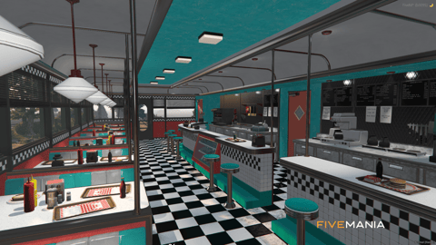 FIVEM Pops Diner | Retro American Diner MLO | Interior & Exterior | Full Kitchen | Seating Area | Add-On | Optimized | Fivem Ready | High Quality — image 3