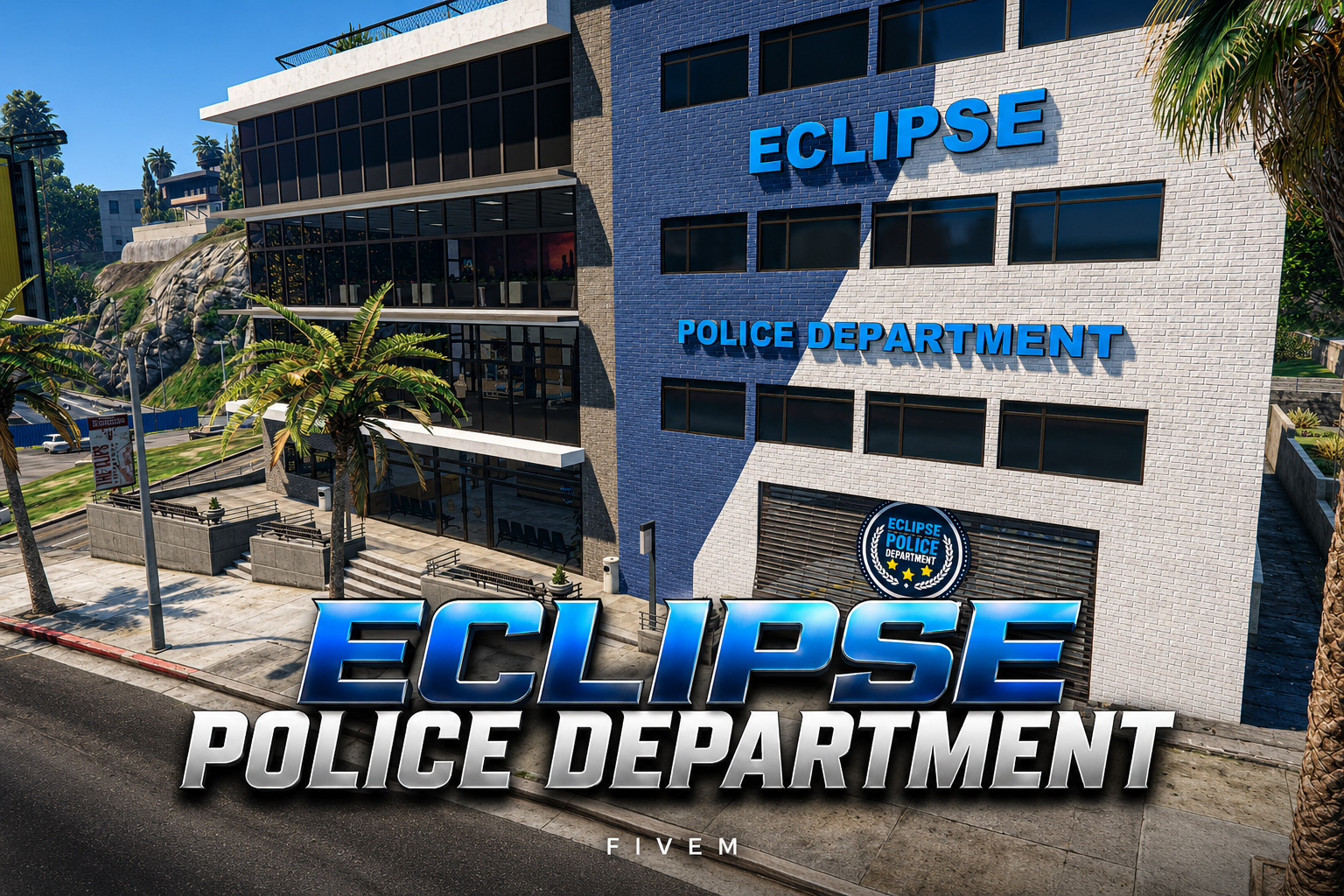 FIVEM Eclipse Police Department | Modern Police Station MLO | Interior & Exterior | Offices | Jail Cells | Briefing Room | Add-On | Optimized | Fivem Ready | High Quality