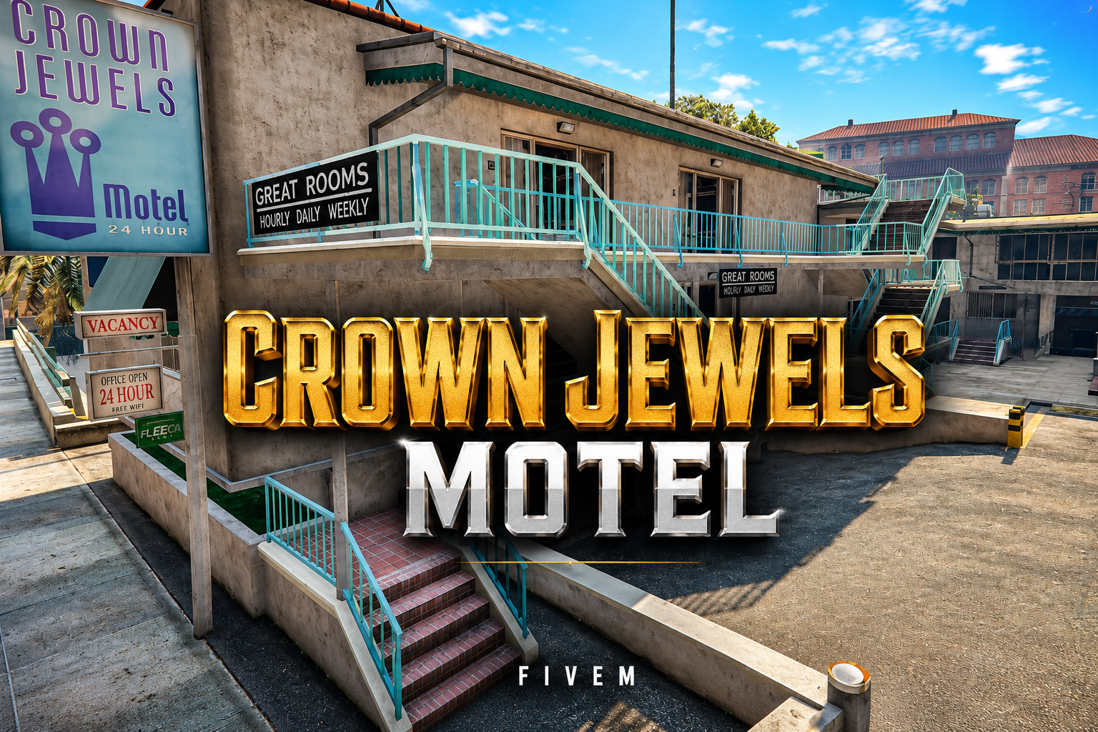 FIVEM [crown Jewels Motel] | Fully Furnished Motel MLO | Interior & Exterior | Multiple Rooms | Swimming Pool | Add-On | Optimized | Fivem Ready | High Quality
