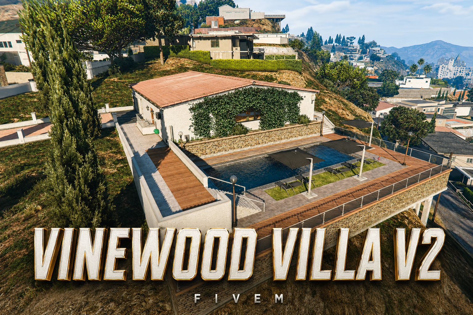 FIVEM Vinewood Villa V2 | Luxury Modern Estate | Interior & Exterior | Pool & Garage | Gym & Kitchen | Add-On | Optimized | Fivem Ready | High Quality
