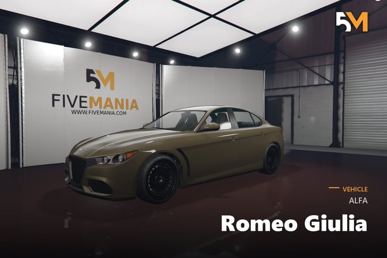 FIVEM Alfa Romeo Giulia, Realistic Sports Sedan [Unbadged] Add-On