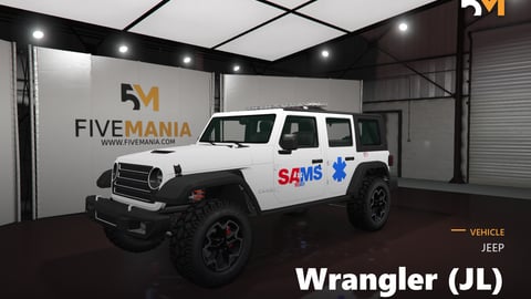 FIVEM Jeep Wrangler (JL) | Lore Friendly EMS SUV | Working Emergency Lights | Custom Livery | HQ Interior | Add-On | Optimized | Fivem Ready | High Quality cover