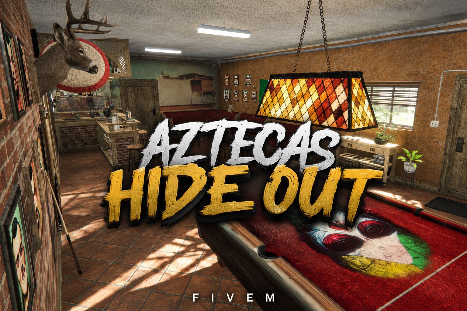 FIVEM Aztecas Hide Out | Custom Gang Hideout MLO | Interior & Exterior | Bar & Billiards | Office Space | Add-On | Optimized | Fivem Ready | High Quality