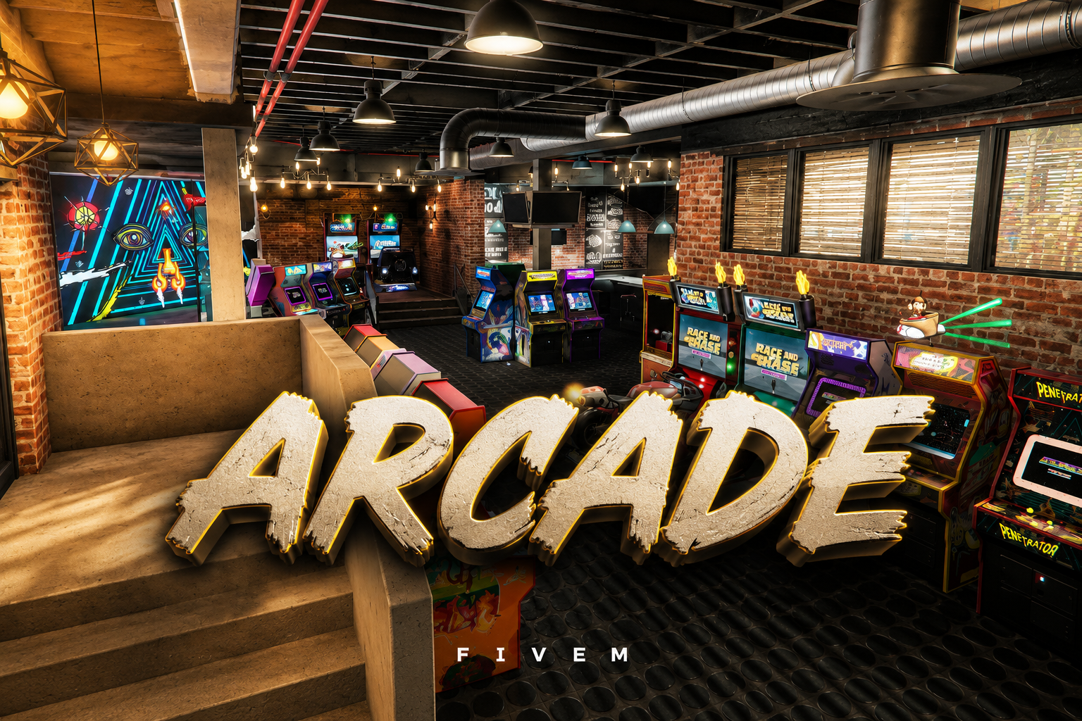 FIVEM Arcade | Vibrant Retro Gaming MLO | Working Arcade Machines | Add-On | Optimized | Fivem Ready | High Quality