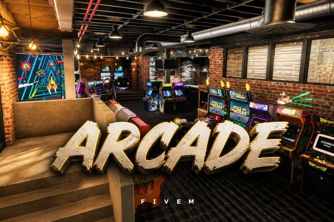 FIVEM Arcade | Vibrant Retro Gaming MLO | Working Arcade Machines | Add-On | Optimized | Fivem Ready | High Quality