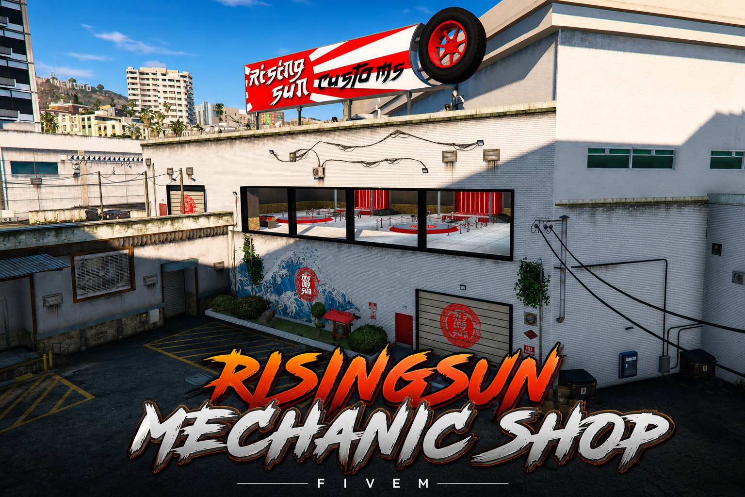 FIVEM Risingsun Mechanic Shop | Custom Mechanic Shop MLO | Interior & Exterior | Repair Bays | Add-On | Optimized | Fivem Ready | High Quality
