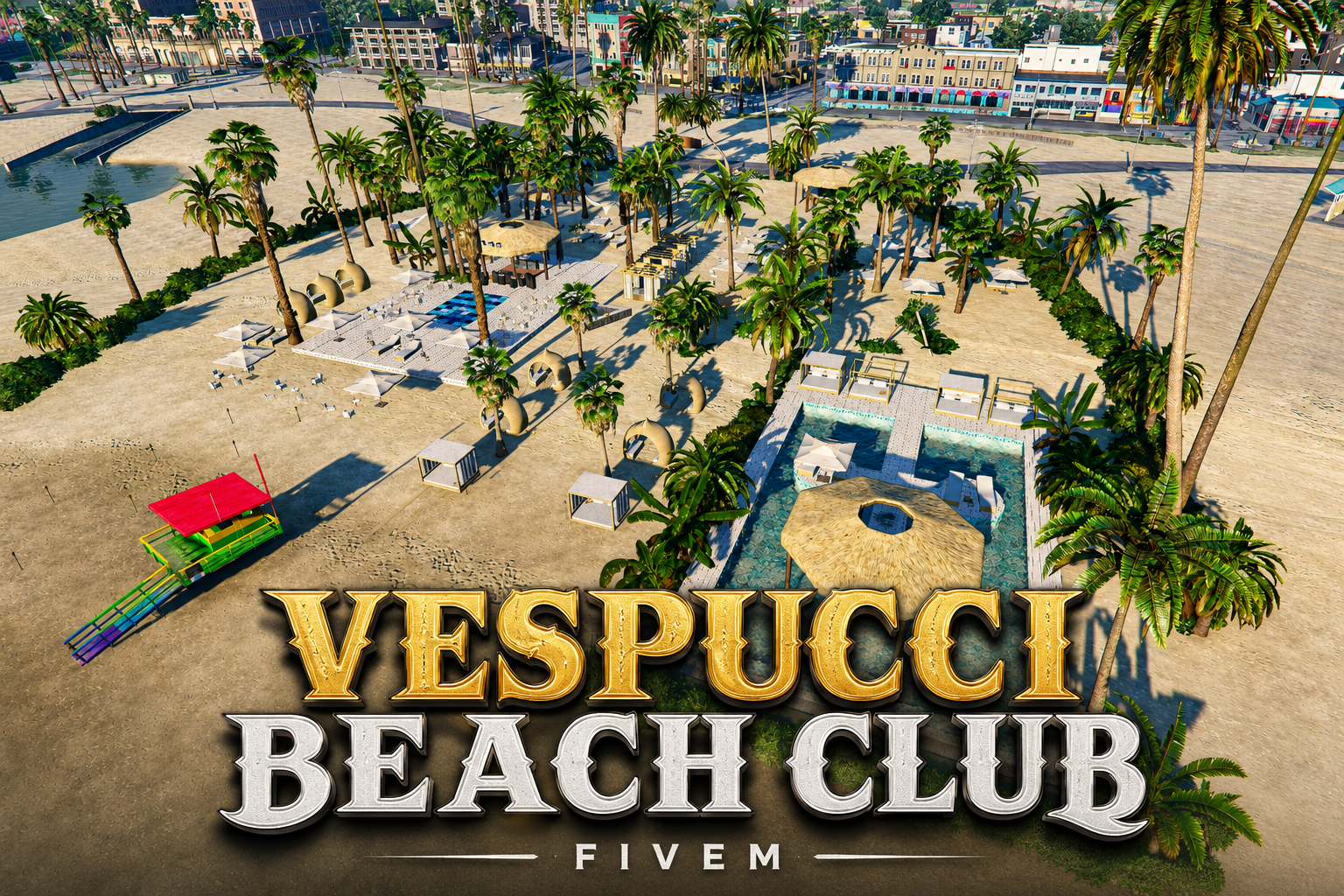 FIVEM Vespucci Beach Club | Luxury Beachfront MLO | Pools & Bars | DJ Booth | Seating Areas | Exterior Map | Add-On | Optimized | Fivem Ready | High Quality