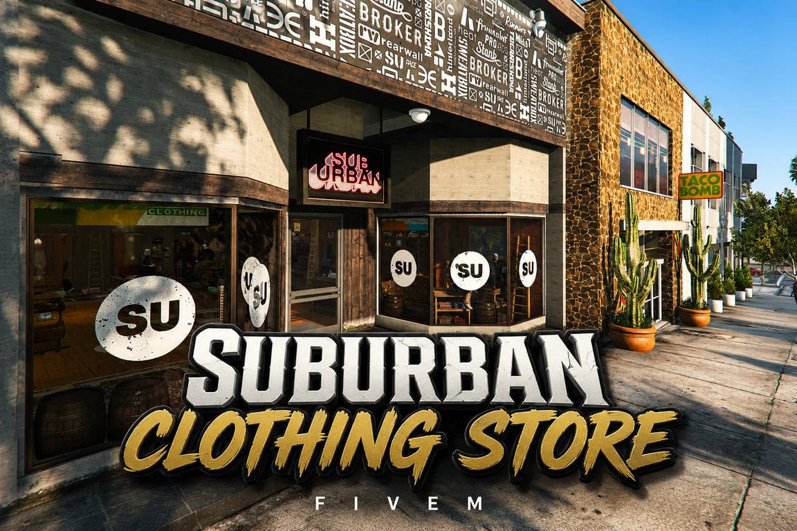 FIVEM Suburban Clothing Store | Retail Interior MLO | Interior & Exterior | Custom Props | Add-On | Optimized | Fivem Ready | High Quality