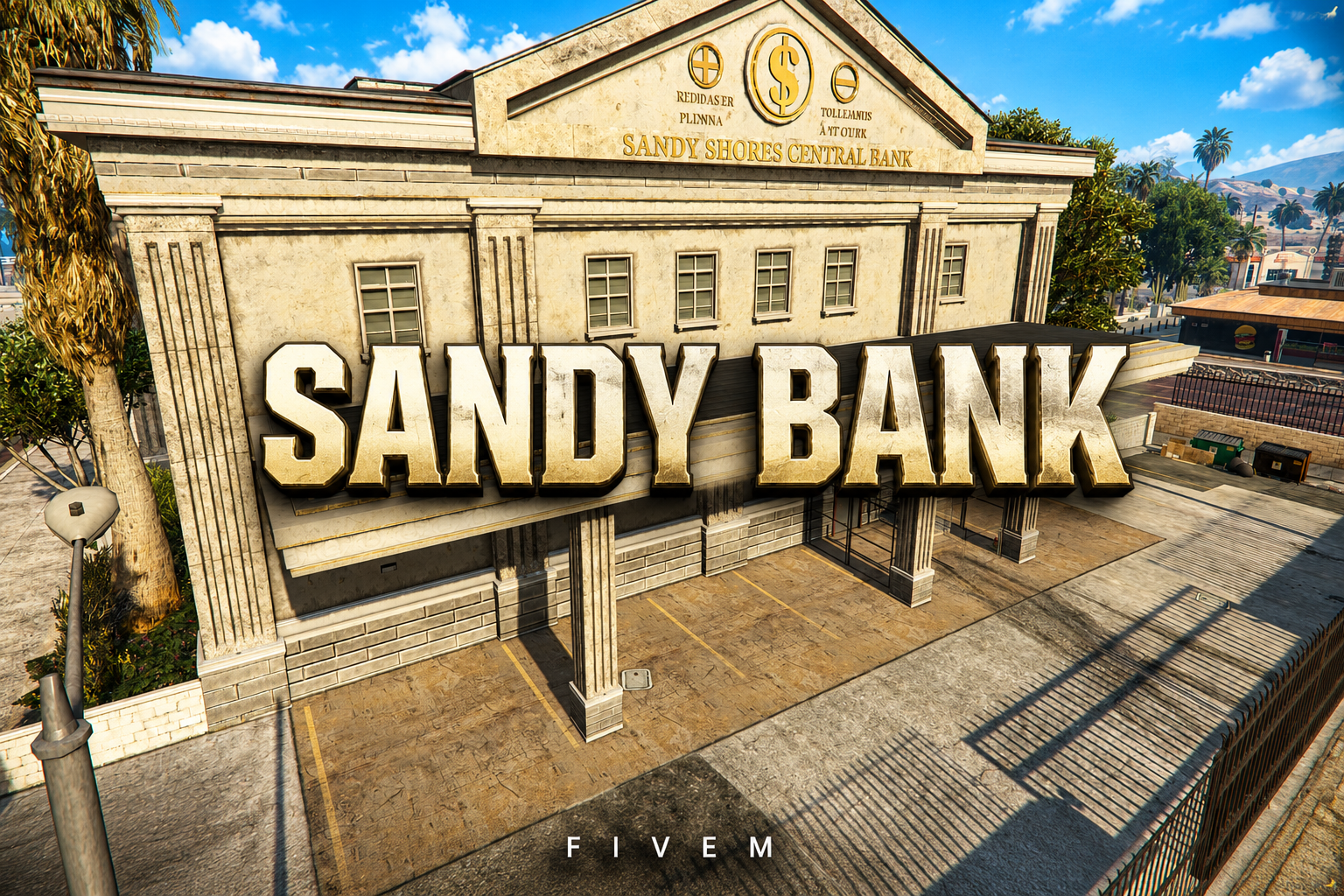 FIVEM Sandy Bank | Custom Bank MLO | Interior & Exterior | Offices | Security Room | Add-On | Optimized | Fivem Ready | High Quality