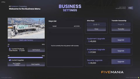 FIVEM Illegal Business | Advanced Crime & Business Management System | Multiple Business Types | Upgrades & Ownership | UI & MLO Integration | Add-On | Optimized | Fivem Ready | High Quality, image 16