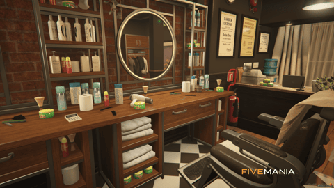 FIVEM Barber Shop Reworked | Modern Barber Shop Interior | Waiting Area & Styling Stations | Custom Props | Add-On | Optimized | Fivem Ready | High Quality — image 8