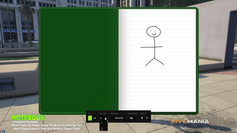 FIVEM Notebook Script | Interactive In-Game Utility | Text Editing | Image Embedding | Freehand Drawing | Customization | Add-On | Optimized | Fivem Ready | High Quality, image 9