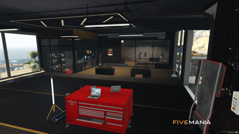 FIVEM Tuning Bar Mechanic | Modern Garage & Restaurant MLO | Interior & Exterior | Rooftop Terrace | Custom Props | Add-On | Optimized | Fivem Ready | High Quality — image 6
