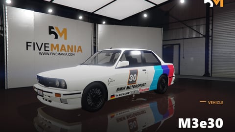 FIVEM M3e30 | Realistic Sports Car [Badged] Add-On | BMW Motorsport Livery | Optimized | Fivem Ready | High Quality cover