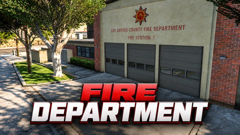 FIVEM Fire Department | Lore-Friendly Fire Station MLO | Interior & Exterior | Offices & Garage | Kitchen & Restrooms | Add-On | Optimized | Fivem Ready | High Quality cover