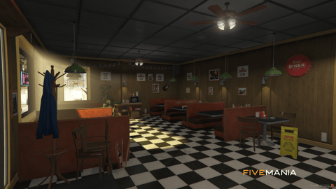 FIVEM Route 68 Diner | Classic American Diner MLO | Interior & Exterior | Detailed Kitchen | Office & Restrooms | Add-On | Optimized | Fivem Ready | High Quality — image 6