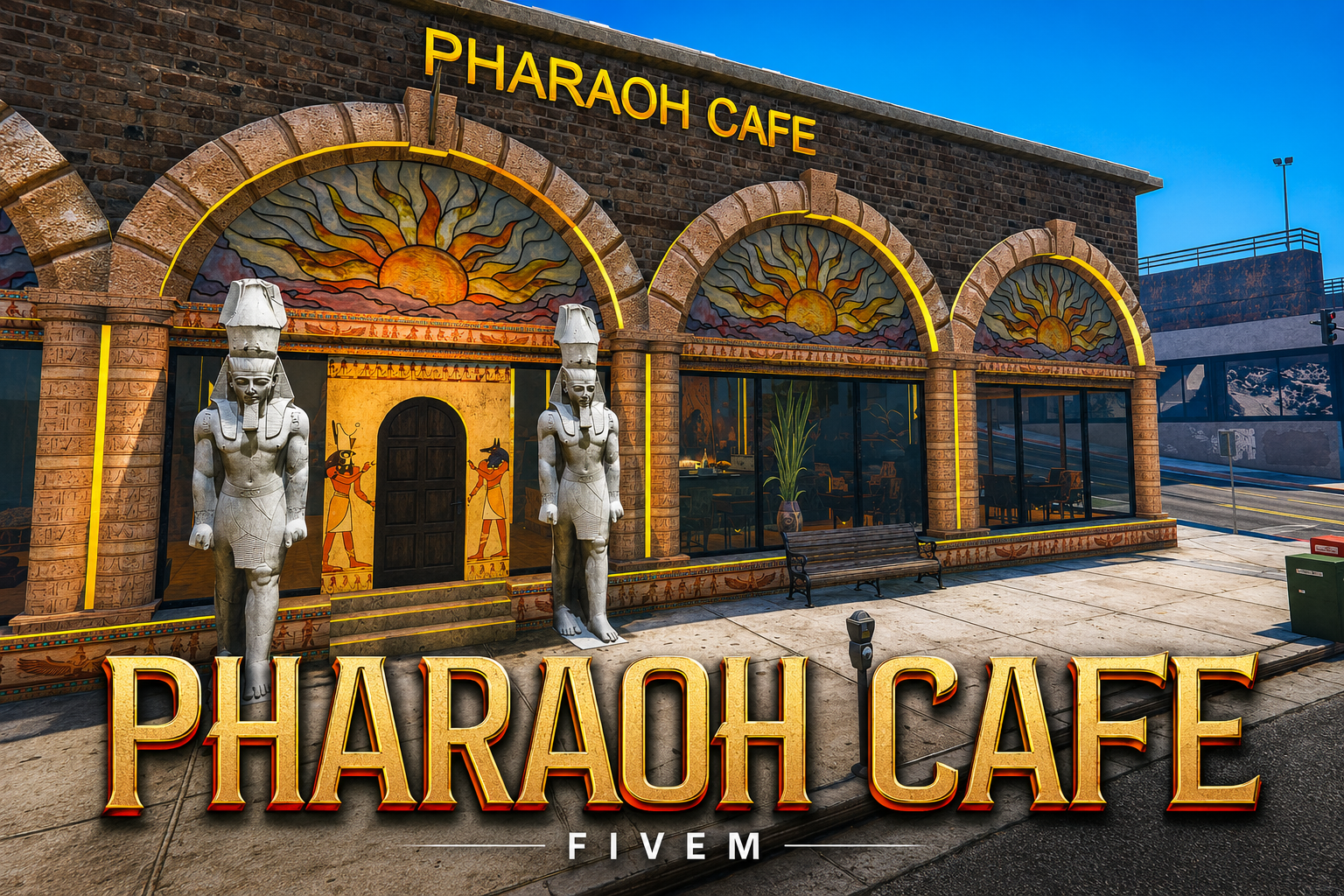 FIVEM Pharaoh Cafe | Egyptian Themed Cafe MLO | Interior & Exterior | Custom Props | Add-On | Optimized | Fivem Ready | High Quality
