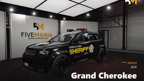 FIVEM Jeep Grand Cherokee | Realistic Sheriff SUV [Badged] Add-On | Working Lights | Custom Liveries | Add-On | Optimized | Fivem Ready | High Quality cover