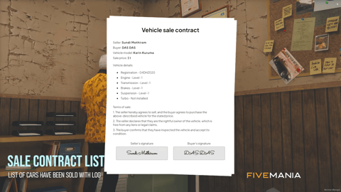 FIVEM Used Car Business | Comprehensive Dealership Script | Vehicle Sales & Contracts | Test Drives | Inspection | Add-On | Optimized | Fivem Ready | High Quality, image 10