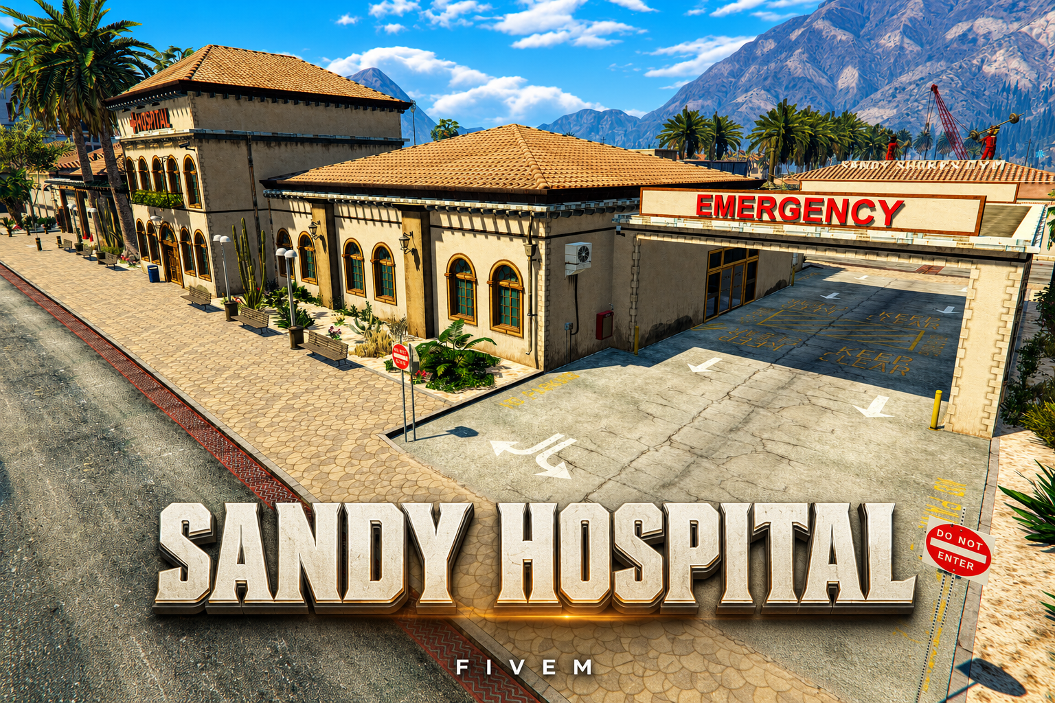FIVEM Sandy Hospital | Fully Equipped Hospital MLO | Interior & Exterior | Pharmacy | Waiting Room | Add-On | Optimized | Fivem Ready | High Quality