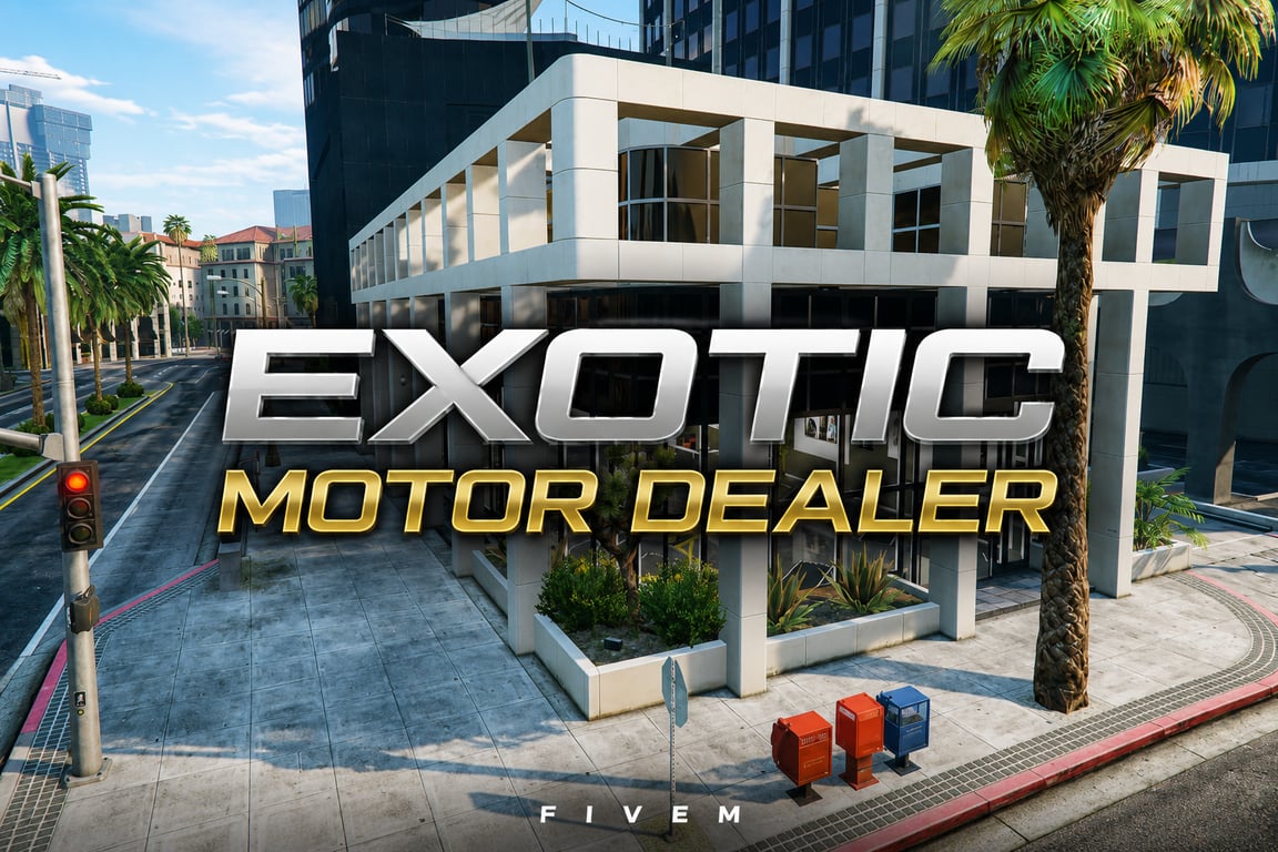 FIVEM Exotic Motor Dealer | Modern Vehicle Dealership MLO | Interior & Exterior | Custom Props | Add-On | Optimized | Fivem Ready | High Quality