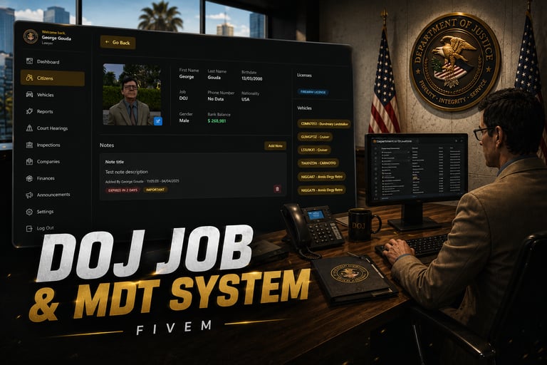 FIVEM Doj Job & Mdt System, Job Management