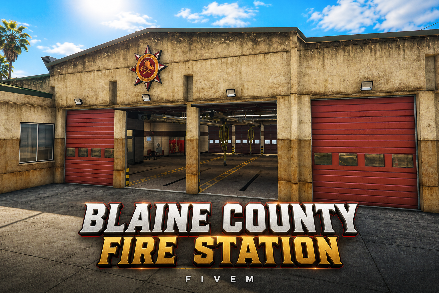 FIVEM Blaine County Fire Station | Detailed Fire Station MLO | Interior & Exterior | Offices & Garage Bays | Lore Friendly | Add-On | Optimized | Fivem Ready | High Quality