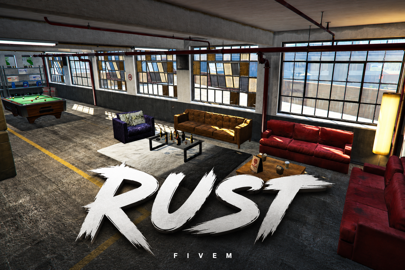 FIVEM Rust | Industrial Hideout MLO | Interior & Exterior | Pool Table | Add-On | Optimized | Fivem Ready | High Quality