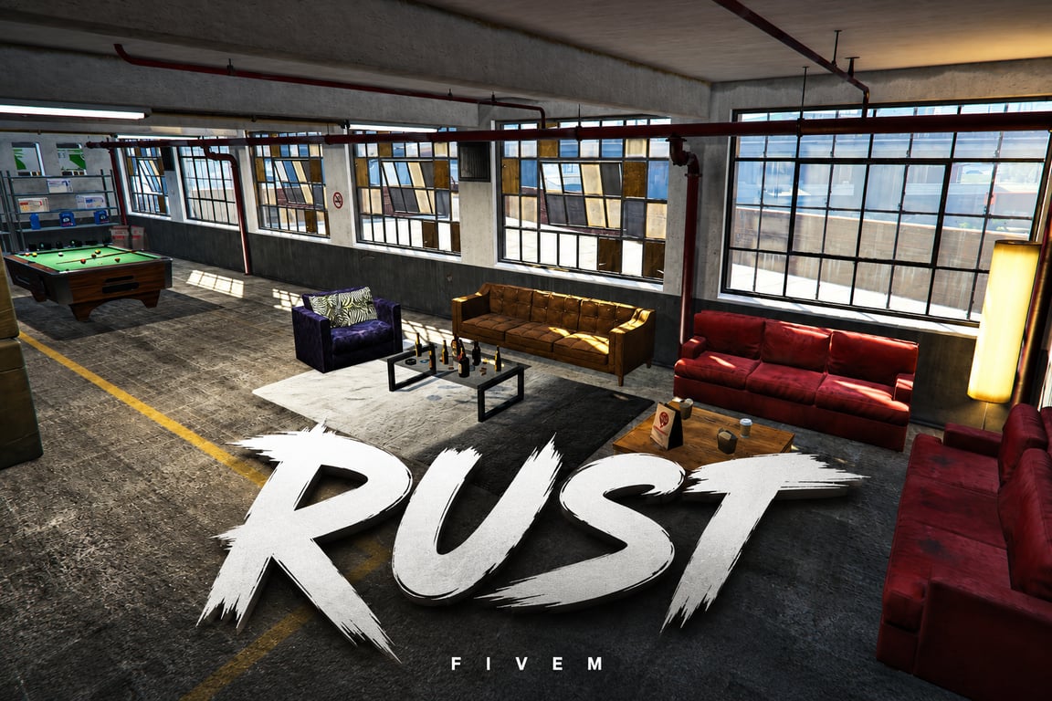 FIVEM Rust | Industrial Hideout MLO | Interior & Exterior | Pool Table | Add-On | Optimized | Fivem Ready | High Quality