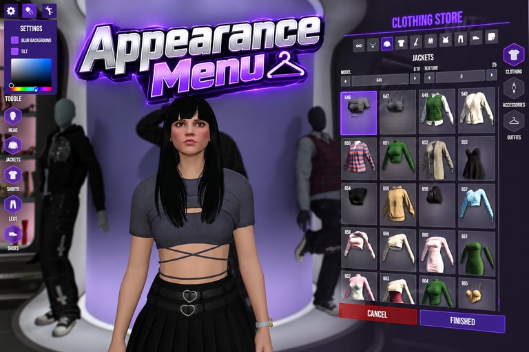 FIVEM Appearance Menu, Ped & Clothing Customization