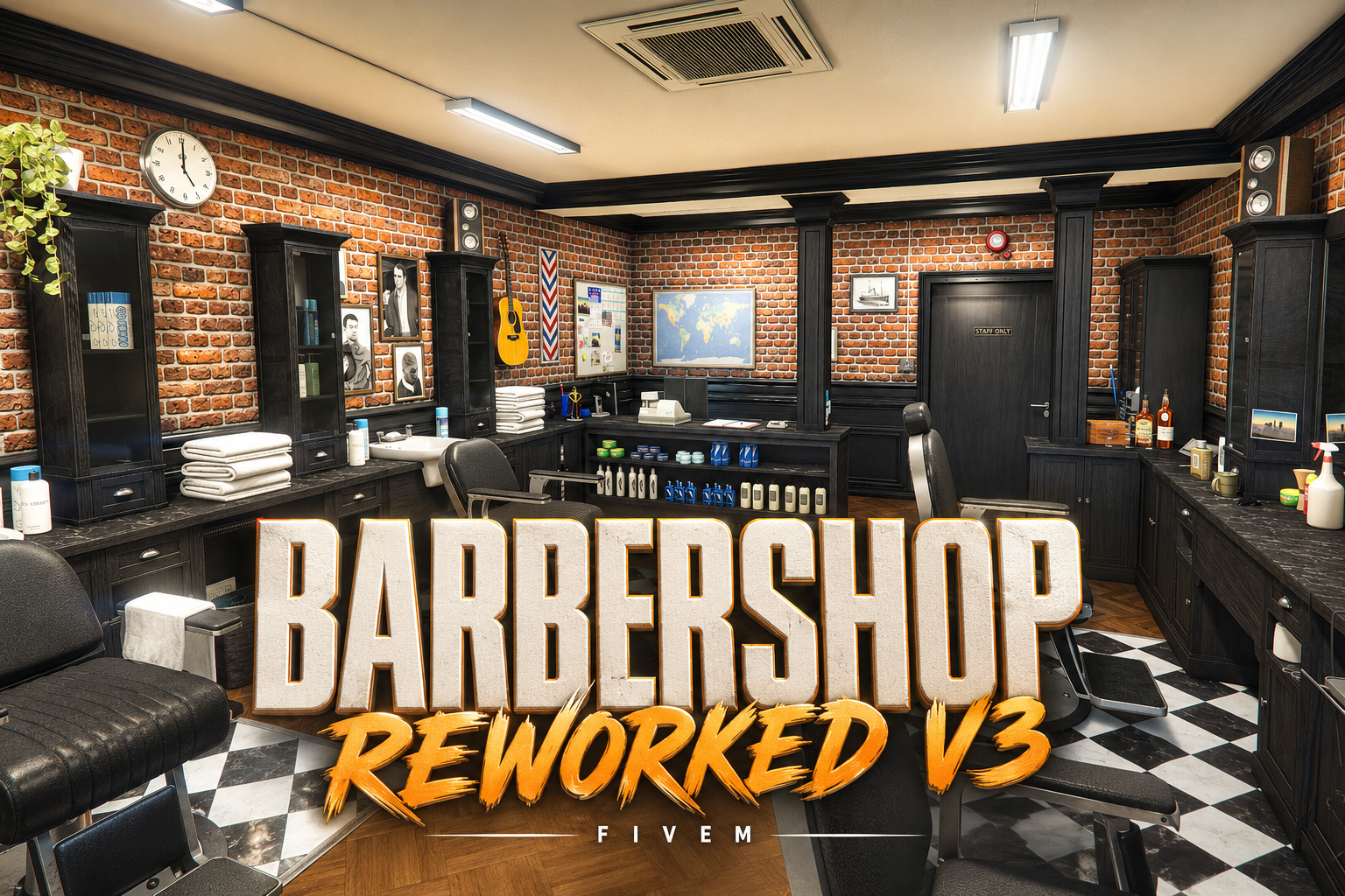FIVEM Barbershop Reworked V3 | Modern Barbershop MLO | Interior & Exterior | Custom Props | Reception & Waiting Areas | Add-On | Optimized | Fivem Ready | High Quality